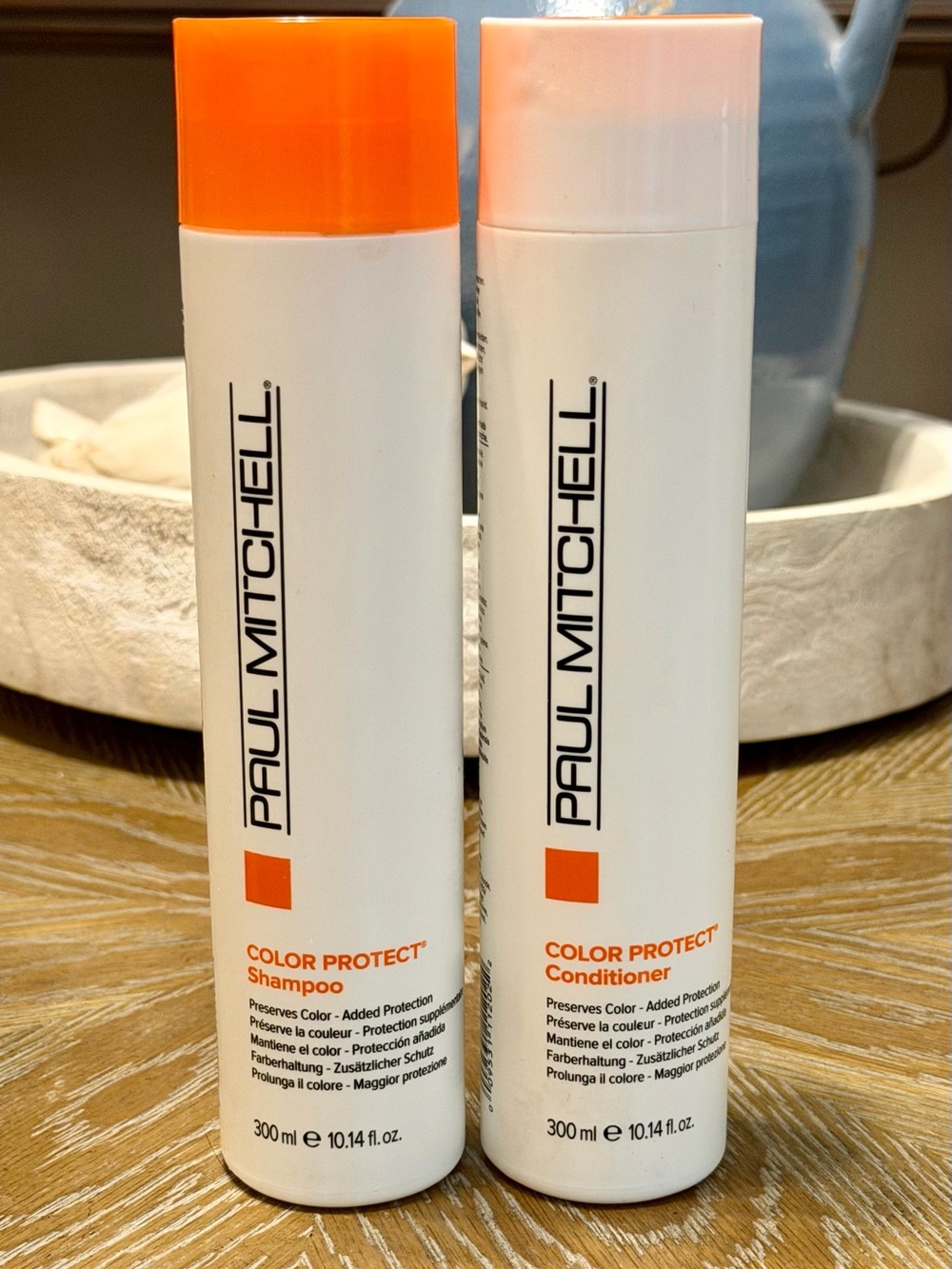 Paul Mitchell Color Protect Shampoo & Conditioner - White with Orange Caps